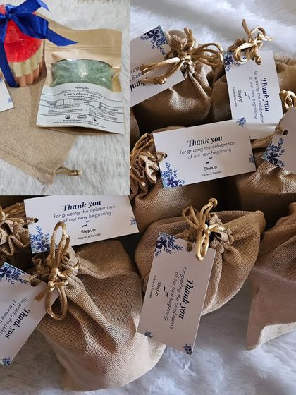 I was honored to create these personalized hampers for my friend Kalyani's new office opening. It's a joy to support another woman's journey and celebrate her growth.