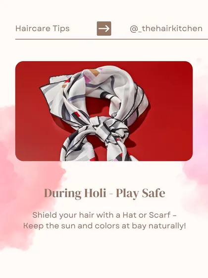 Shield your hair during Holi with a hat or scarf. This helps keep both the sun and the colors at bay naturally.