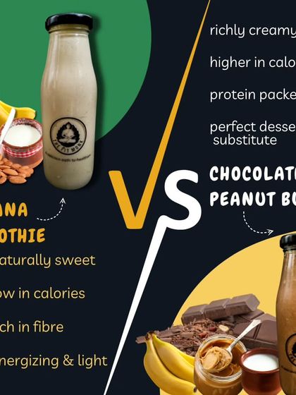 Banana Smoothie vs. Chocolate Peanut Butter Smoothie. One is light and energizing, the other is creamy and protein-packed. Which one would you pick?
