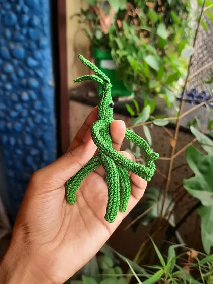 This custom Pickett from Fantastic Beasts is the perfect desk buddy. I used wiring to make his leafy limbs poseable, so he can hang out on your monitor or among your plants.