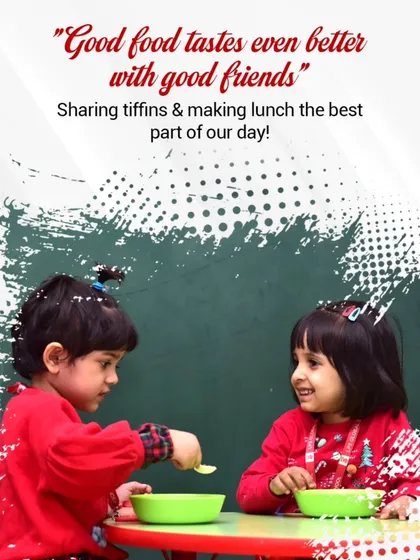 Sharing tiffins and making lunch the best part of the day. These simple moments of friendship and sharing are a cherished part of our school culture.