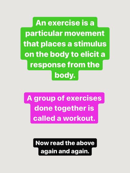 Let's get this straight. A squat is an EXERCISE. A group of exercises is a WORKOUT. Please stop mixing these up. Understanding the basics is the first step to creating a real training plan.