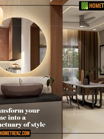 A detail from a washroom vanity I designed. The space combines a floating counter, a vessel sink, and a large, custom-backlit circular mirror to turn a functional area into a statement of modern luxury.