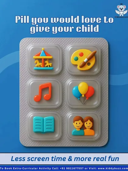 If only parenting had a magic pill! This image of a blister pack filled with activity icons perfectly captures our mission: to provide a dose of real fun and less screen time.