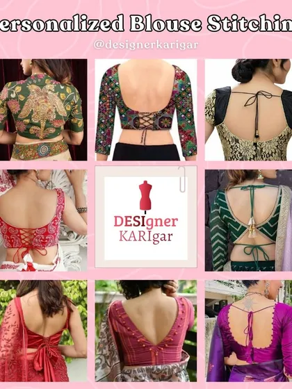 A blouse can define an entire look. This is just a small sample of the personalized blouse designs I create, from intricate high-neck patterns to elegant backless styles with custom tie-ups.