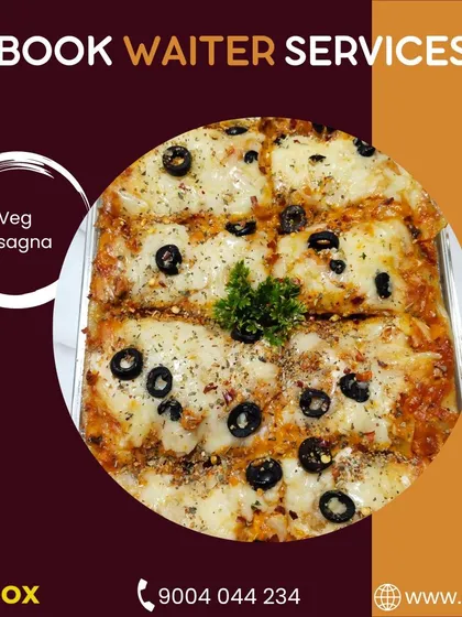 A cheesy and satisfying Veg Lasagna, baked to perfection with layers of pasta, vegetables, and sauce. It's a popular choice from our Italian and Continental menu.