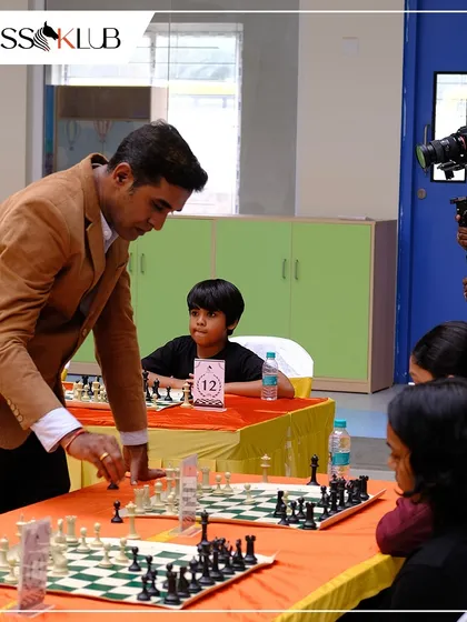 A rare opportunity for our young players to challenge a master. This is Grandmaster M.S. Thejkumar in a simultaneous chess match, offering an unforgettable experience during our Chess Carnival.