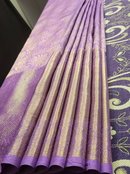 A pre-draped saree with fluffy pleats, prepared for my client in the US. My box folding technique ensures it travels well and arrives in perfect condition.