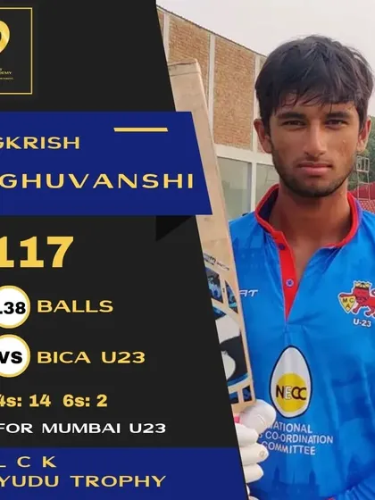A well-compiled century by Angkrish Raghuvanshi for Mumbai U23, scoring 117 in the Col C K Nayudu Trophy.