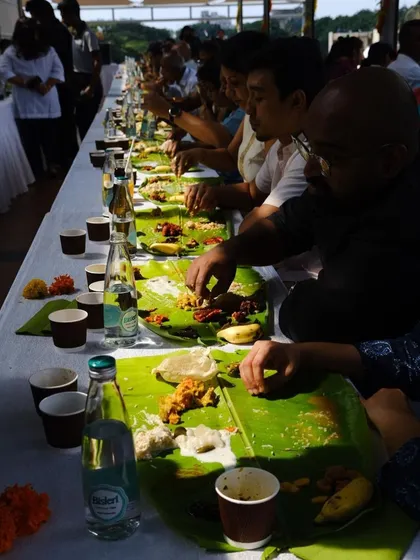 There is nothing like the energy of a community feast. This was from a spectacular Onam Sadhya I catered, where over 200 people came together to enjoy a traditional meal served on banana leaves. I can bring this experience to your large-scale events too.