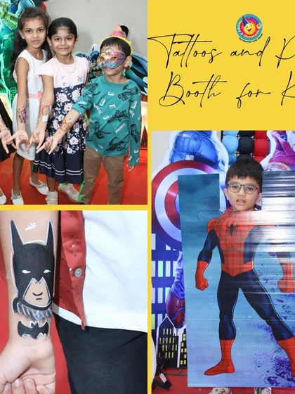 I provide fun, interactive stations to keep children engaged throughout the party. This includes safe, temporary tattoos with popular designs like Batman and a superhero-themed photo booth where kids can become their favorite characters.