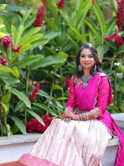 Our beautiful bride Sanjana looking lovely in a unique Victorian-style necklace. The oxidized finish and intricate design make it a standout piece, perfect for her pre-wedding event.