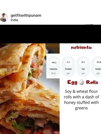 Food is fitness. These delicious egg rolls are a great example of a balanced meal, packed with 31 grams of protein. I provide my clients with nutrient breakdowns to help them understand the value of what they're eating.