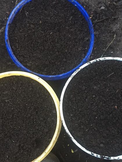 We sell our premium aged and screened compost in 5-gallon buckets. It's a convenient size for home gardeners who need high-quality compost for their seedlings or container plants.