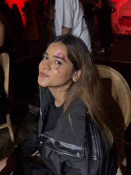 Another angle of the forehead wound makeup, showing how it looks from the side.