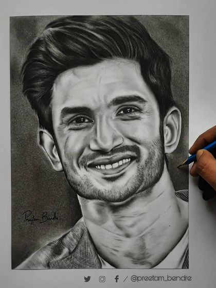 You are the most beautiful memory. This is my first-anniversary tribute portrait of the versatile and inspiring actor, Sushant Singh Rajput.