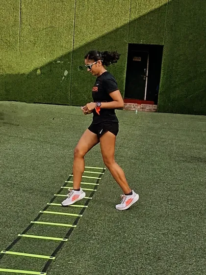 Mastery is built in the drills. Agility ladder work is fundamental for improving footwork, coordination, and speed. Every step is intentional, building the foundation for a more efficient and faster runner.