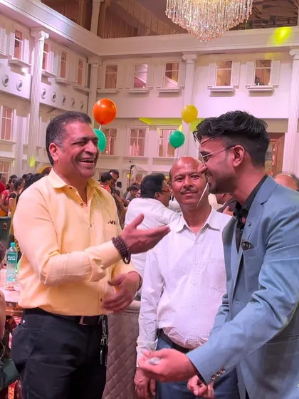 Engaging with a guest at a party. His expression of amazement is the goal of every close-up illusion I perform.