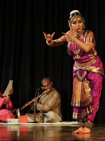 A performance is a conversation between dance and music. I almost always perform with a live Carnatic orchestra, including vocals, flute, and mridangam, whose melodies and rhythms elevate the entire recital into a complete sensory experience.