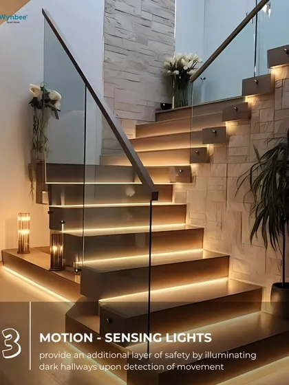 My motion-sensing lights for stairways and hallways provide both safety and a touch of elegance. They illuminate your path automatically, preventing trips in the dark while adding a sophisticated, modern look to your home.