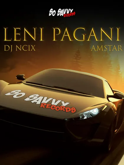 The official cover art for 'Leni Pagani', a collaboration with Amstar. The visuals reflect the song's theme of speed, ambition, and luxury.
