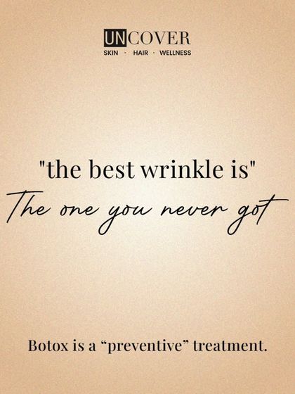 This is our philosophy on anti-aging. Preventive treatments like Botox are key to stopping wrinkles before they even have a chance to set in, helping you age gracefully.