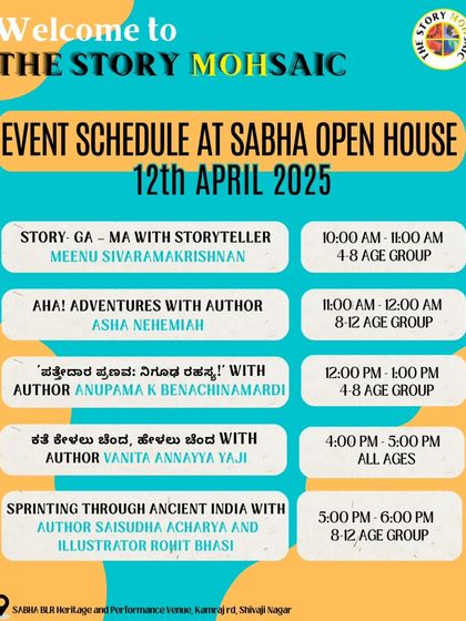 The detailed schedule for day one of The Story MOHsaic, our annual literature festival celebrating stories and the people who create them.