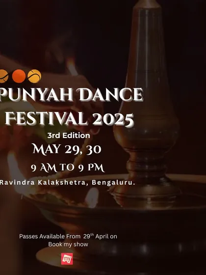 The Punyah Dance Festival is my passion project, a space for artists and art lovers to connect. This poster announces our third edition, a two-day immersive experience at Bangalore's iconic Ravindra Kalakshetra, filled with performances, workshops, and discussions.