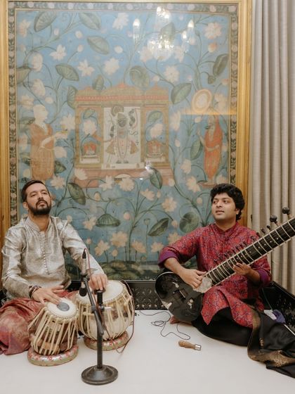 We also arrange for live classical musicians, like this sitar and tabla duo, to create a soulful and traditional ambiance for intimate ceremonies.