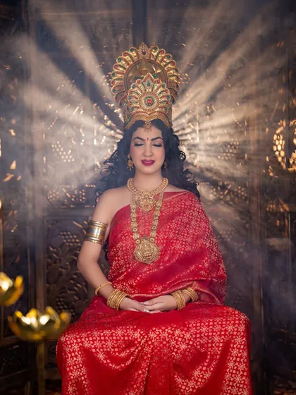 A serene, meditative pose from our Varamahalakshmi series.