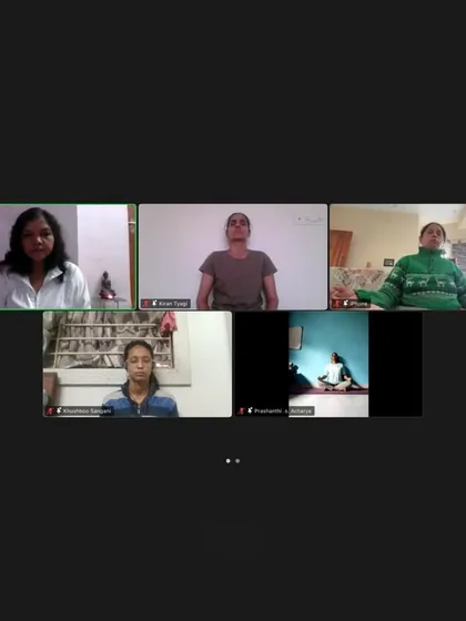 A screenshot from our World Meditation Day online event, showing participants from various locations joining in. Our virtual platform allows us to connect and share the practice of mindfulness as a global community.
