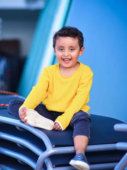 A photo of my son from a brand collaboration, showing his bright and happy personality.