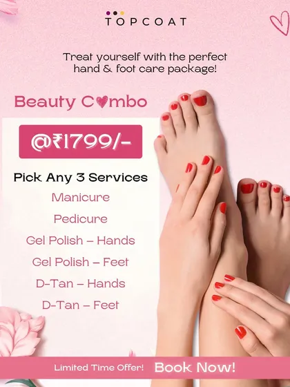 I believe in making beauty accessible. This is one of our popular beauty combo packages, offering a choice of services like manicures, pedicures, and gel polish for hands and feet at a special price.