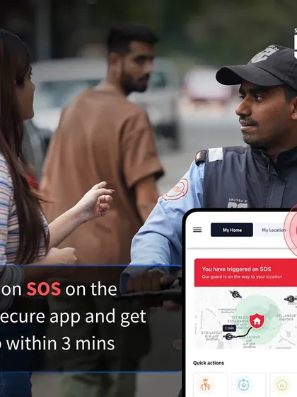 If you feel unsafe, simply tap the SOS button on the 56 Secure app. A safety agent will arrive at your location within 3 minutes to ensure your safety, no matter the time of day.