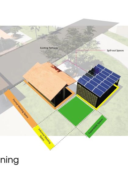 A duplicate of 86, this zoning diagram for The Meeting Pods shows the different functional spaces.