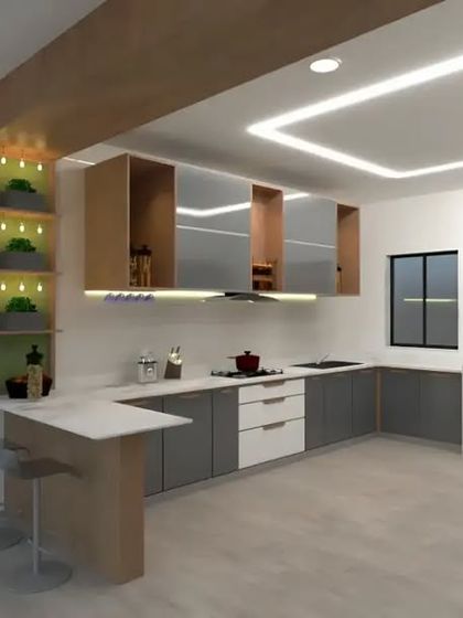 Modular Kitchen - Modular Home Interiors Efficient L-Shaped & U-Shaped Kitchens photo 11