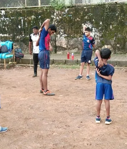 Our junior batch learning the basics of stretching and fitness. Building good habits early is essential for a long and successful cricket career.