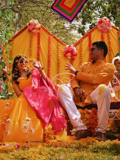 The pure joy and vibrant colors of a Haldi ceremony. We focus on capturing the fun, candid interactions that make pre-wedding rituals so special.