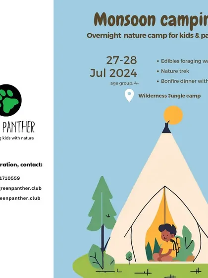 A simple and clear invitation for our parent and child monsoon overnight camp. A perfect way to experience the beauty of nature during the rainy season.