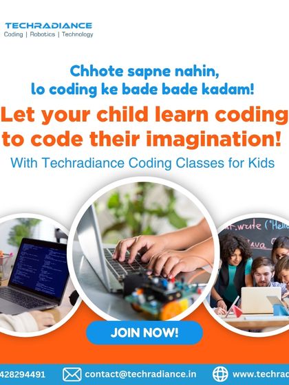 An ad for our coding classes for kids, with the message "Let your child learn coding to code their imagination."