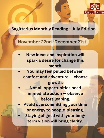 Sagittarius, in July, new ideas will spark a desire for change. Choose growth over comfort, but observe opportunities before leaping. Aligning with your long-term vision will bring the clarity you need.