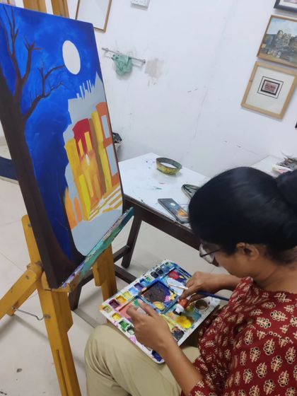 This extensive series follows a student's journey in creating a complex night-time city scene using a knife painting technique, from a blank canvas to a finished masterpiece.