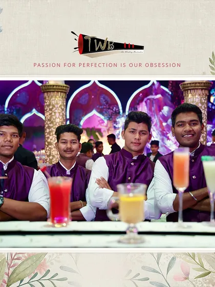 Our team of bartenders lined up with a colorful array of mocktails, demonstrating the variety and consistency of our service.