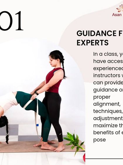 An infographic detailing the top reason to join a class: getting guidance from expert instructors on proper alignment and technique.