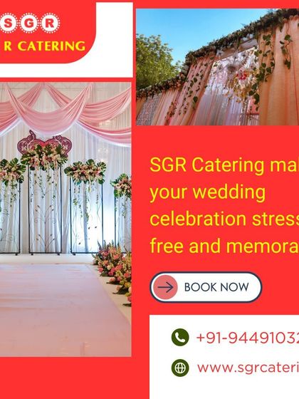 A beautifully draped stage with floral pillars and a clean, elegant walkway. We can create a stress-free and memorable celebration by handling all decor and setup logistics.