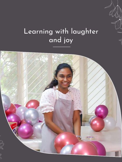 Learning with laughter and joy is my motto. This student is all smiles during a group balloon workshop, showing that creativity and fun go hand in hand.