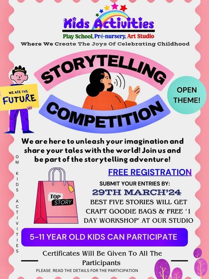 We love to spark imagination with events like our open theme Storytelling Competition. We provide a platform for kids to share their tales, with free registration and exciting prizes for the best stories.