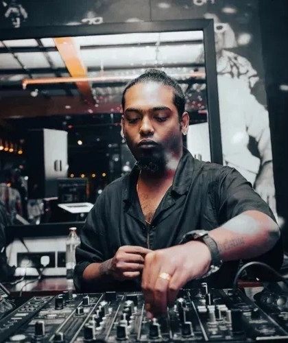 Let the music do the talking. A shot of me deep in the mix, letting the tracks tell the story.