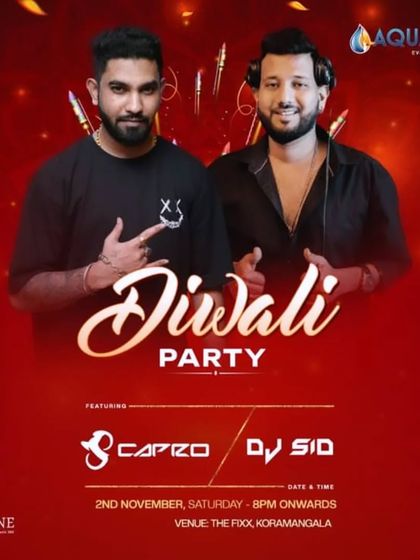 A flyer from a special Diwali Party. I am available for all types of festive and private celebrations.