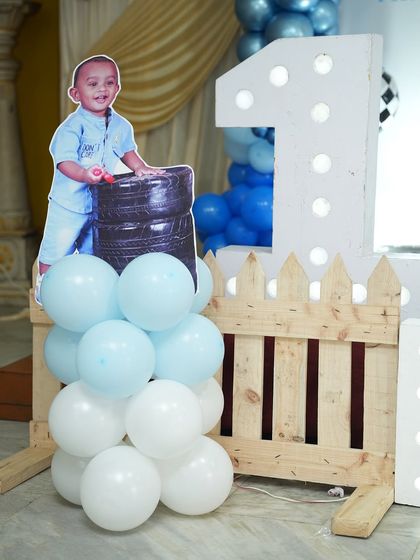Personalization is key. We include life-sized cutouts of the birthday boy, like this one, to make the celebration feel truly special and unique.